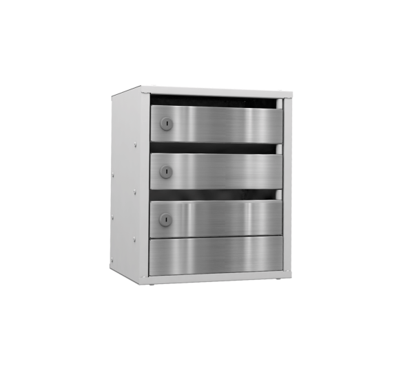 3-х секционный почтовый ящик «Омега» с дверцами из нержавеющей стали